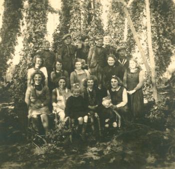 Hopplukkers. Foto van Roger Baert